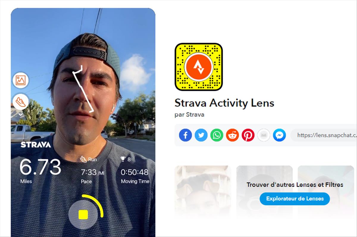 Nueva lente de Snapchat, en colaboración con Strava, para compartir la experiencia fitness