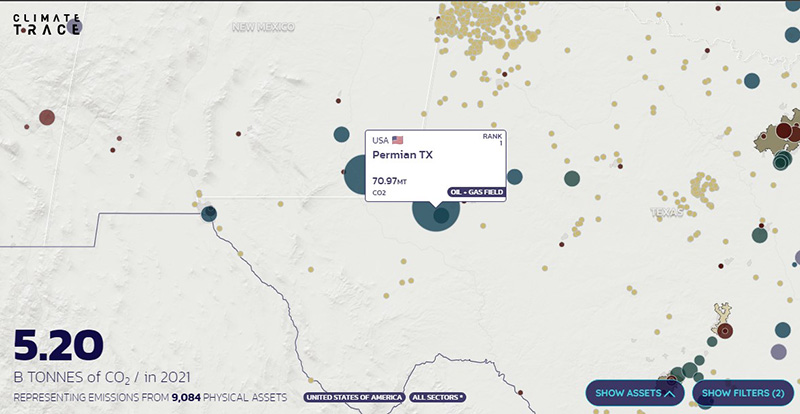 mapa interactivo para ver emisiones carbono en tiempo real