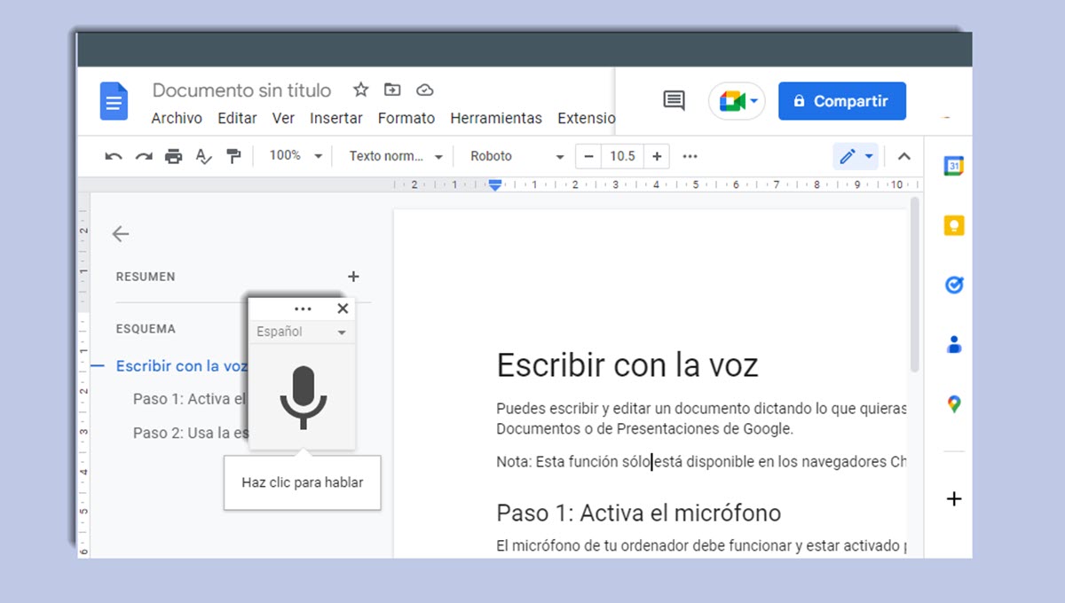 El dictado por voz será más fácil de usar en Google Docs
