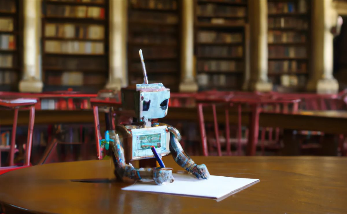 robot escribiendo un libro