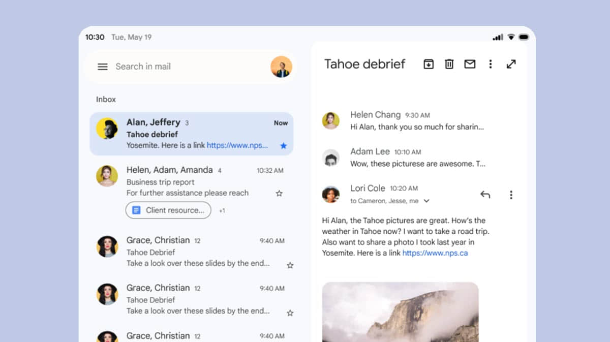 Gmail tiene una nueva forma de mostrar los correos en los dispositivos plegables