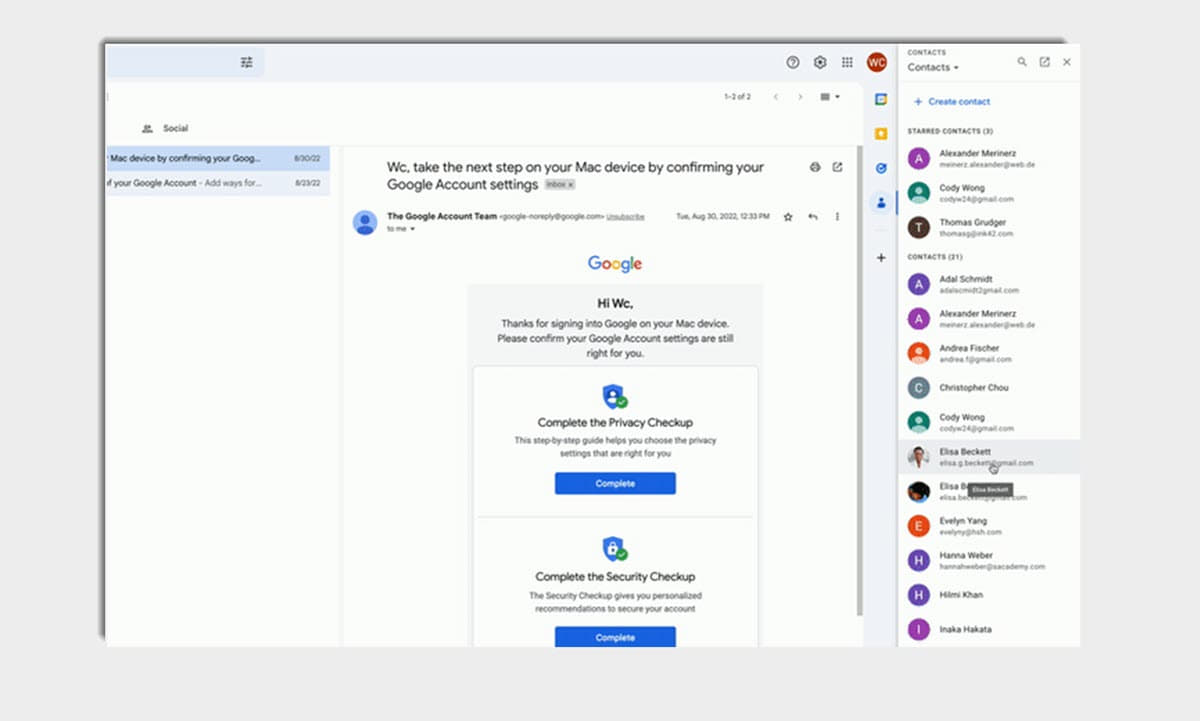 Gmail ahora te permite crear y editar contactos desde su barra lateral