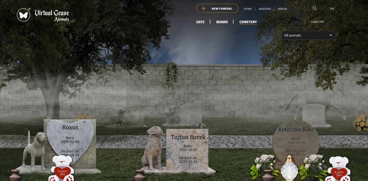 Cementerio virtual para personas y animales