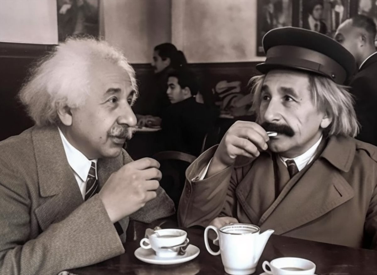 imagen falsa de Einstein con su hermano
