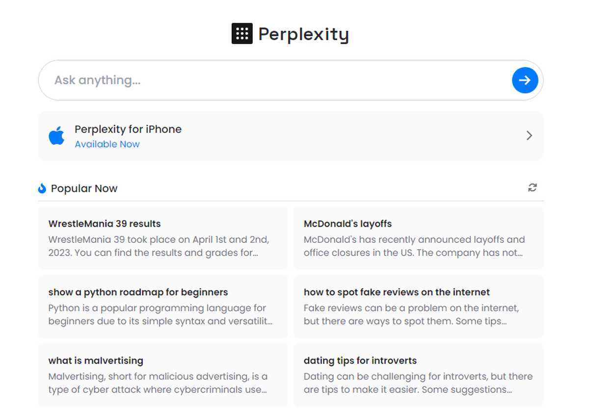 Perplexity AI, alternativa a ChatGPT, nuevo Bing y similares, ya cuenta con su app para iOS