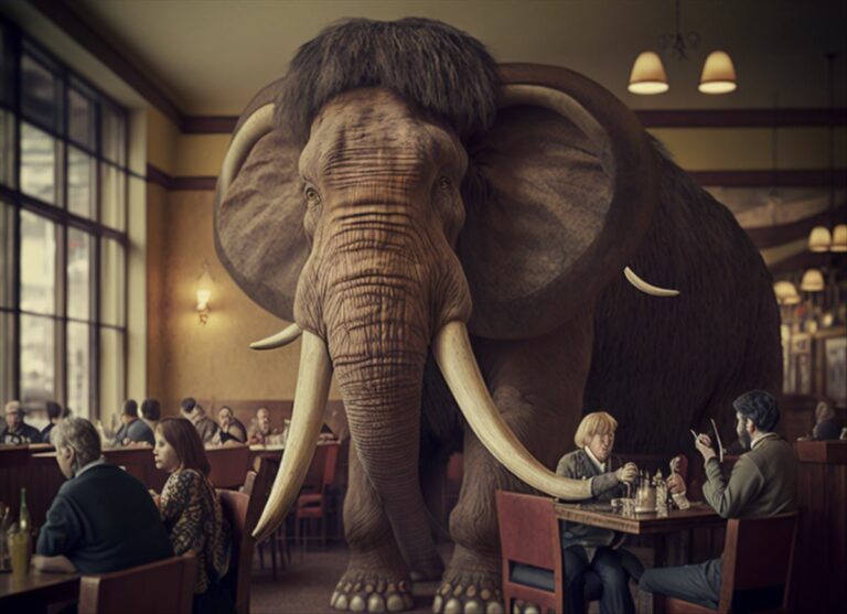 mamut en un restaurante