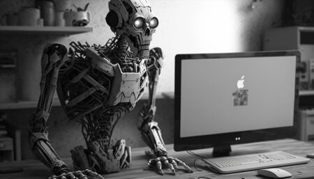 robot analizando ordenador