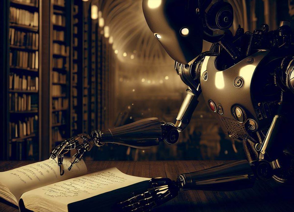 robot con un libro