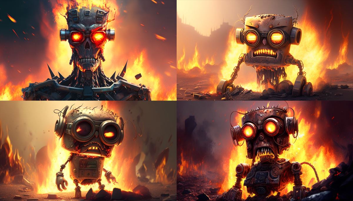 robot en infierno