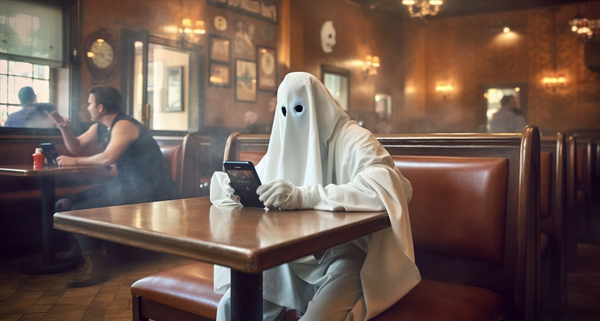 ghost with smatphone