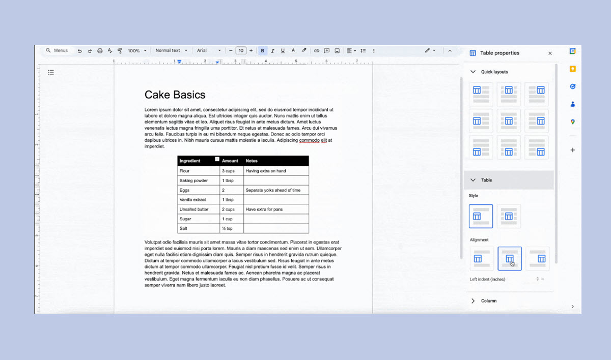 Google Docs hace que sea más fácil usar tablas en los documentos