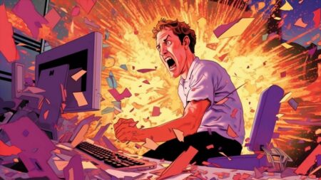 chico rompiendo ordenador