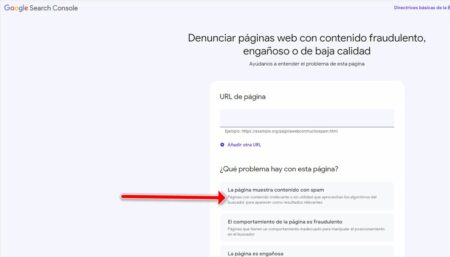 denunciar página en google