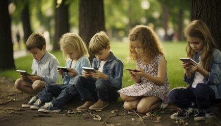 niños usando redes sociales