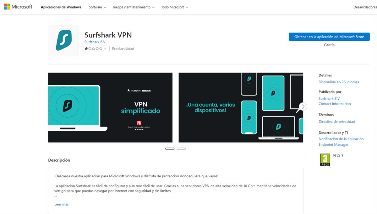 Surfshark VPN llega a la Microsoft Store