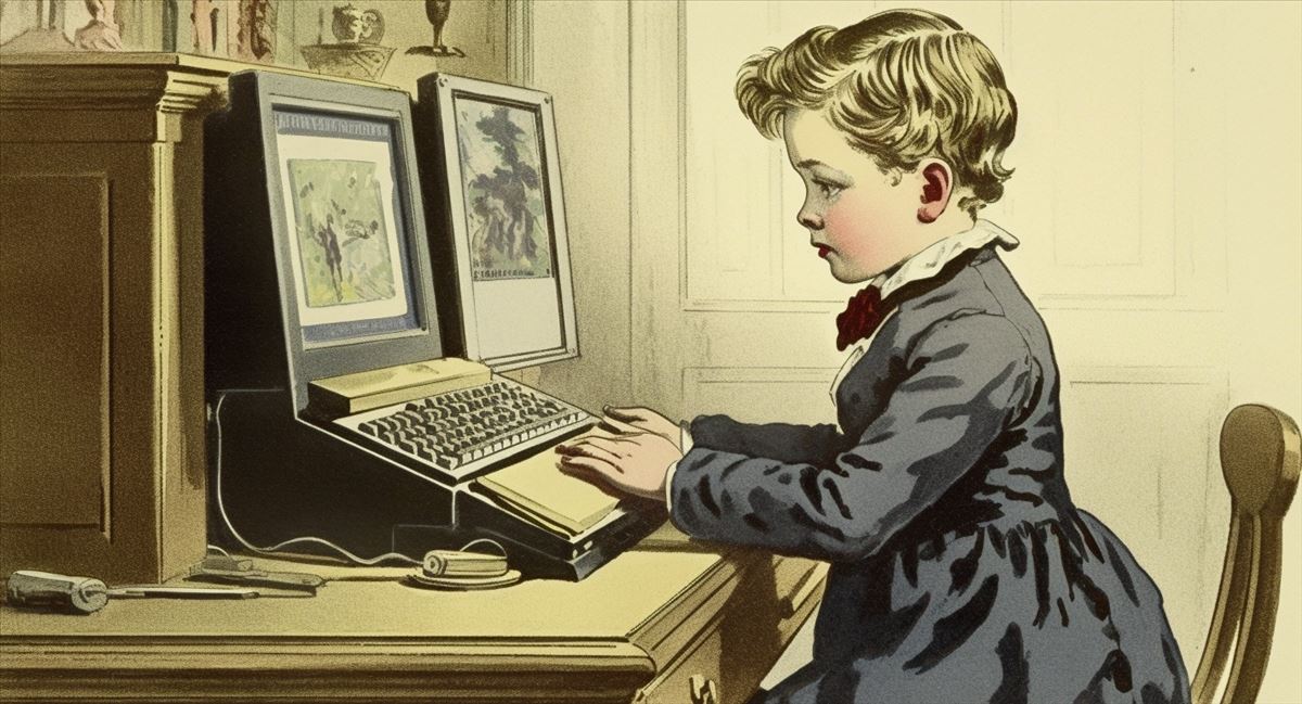 niña con ordenador