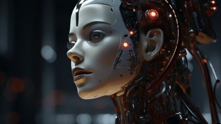 rostro de mujer robot