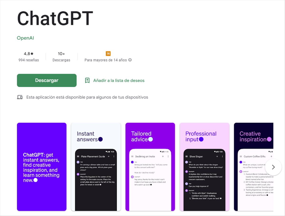 ChatGPT ya está disponible para descargar en Android