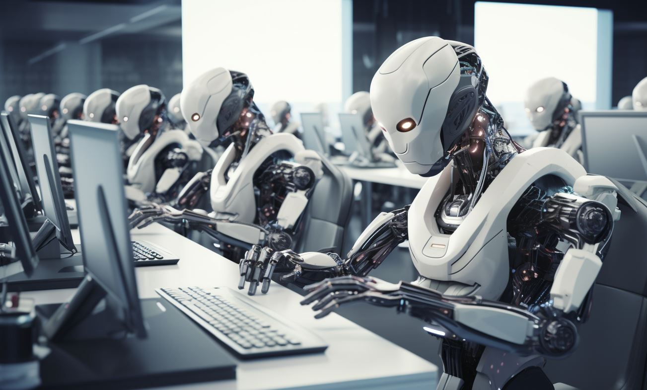 robots trabajando con ordenadores