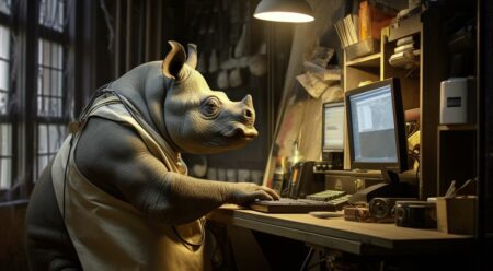 rinoceronte con ordenador