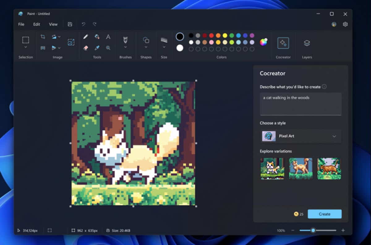 Microsoft te ayuda a crear arte con la nueva función con IA de Paint