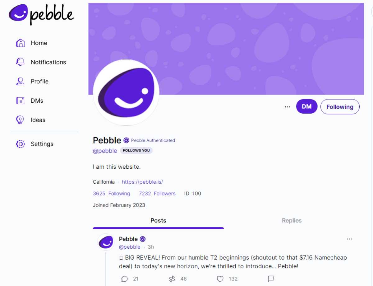 T2, uno de los rivales a X (antes Twitter) pasa a llamarse oficialmente Pebble