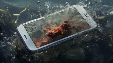 móvil con agua