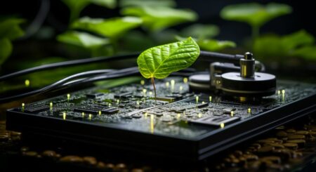 hoja con electrónica