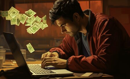 hombre pagando en internet