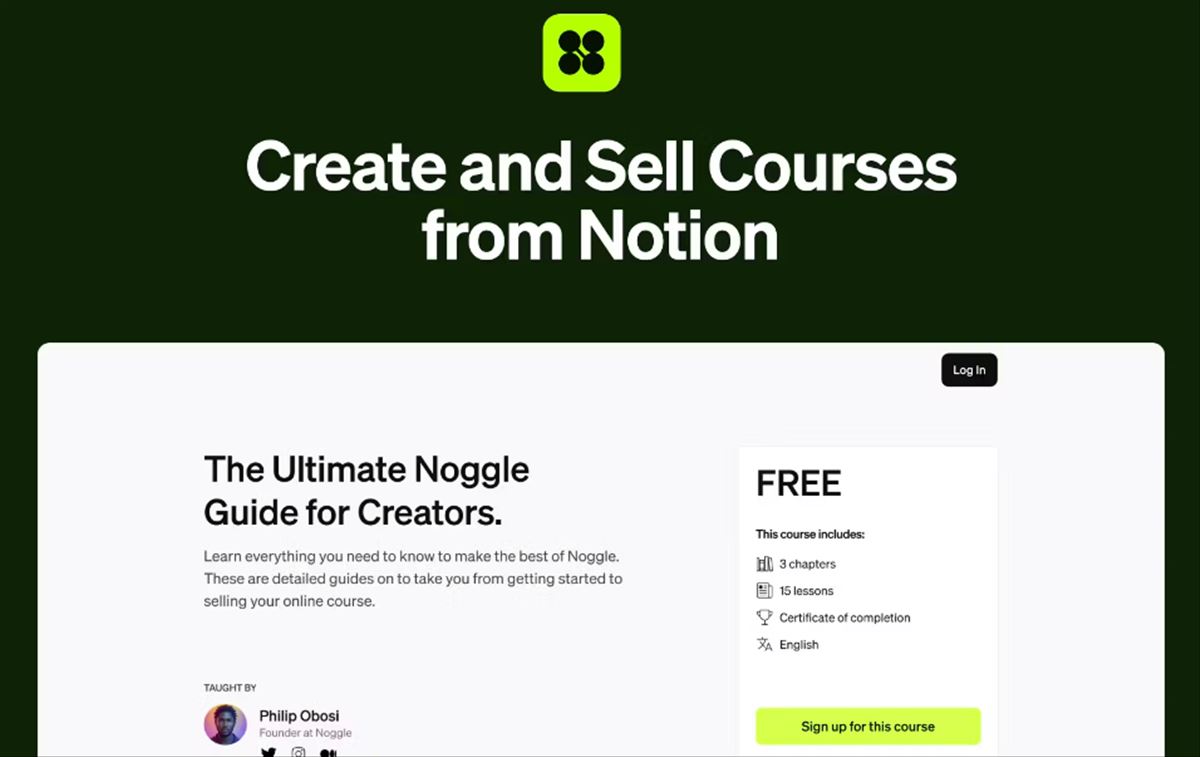 Noggle, para crear cursos online usando Notion