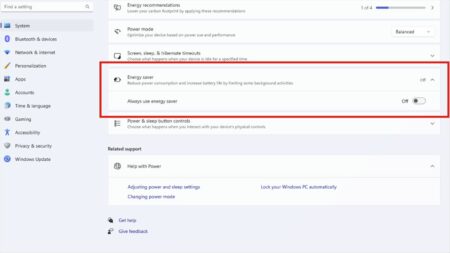 windows 11 ahorro de energía