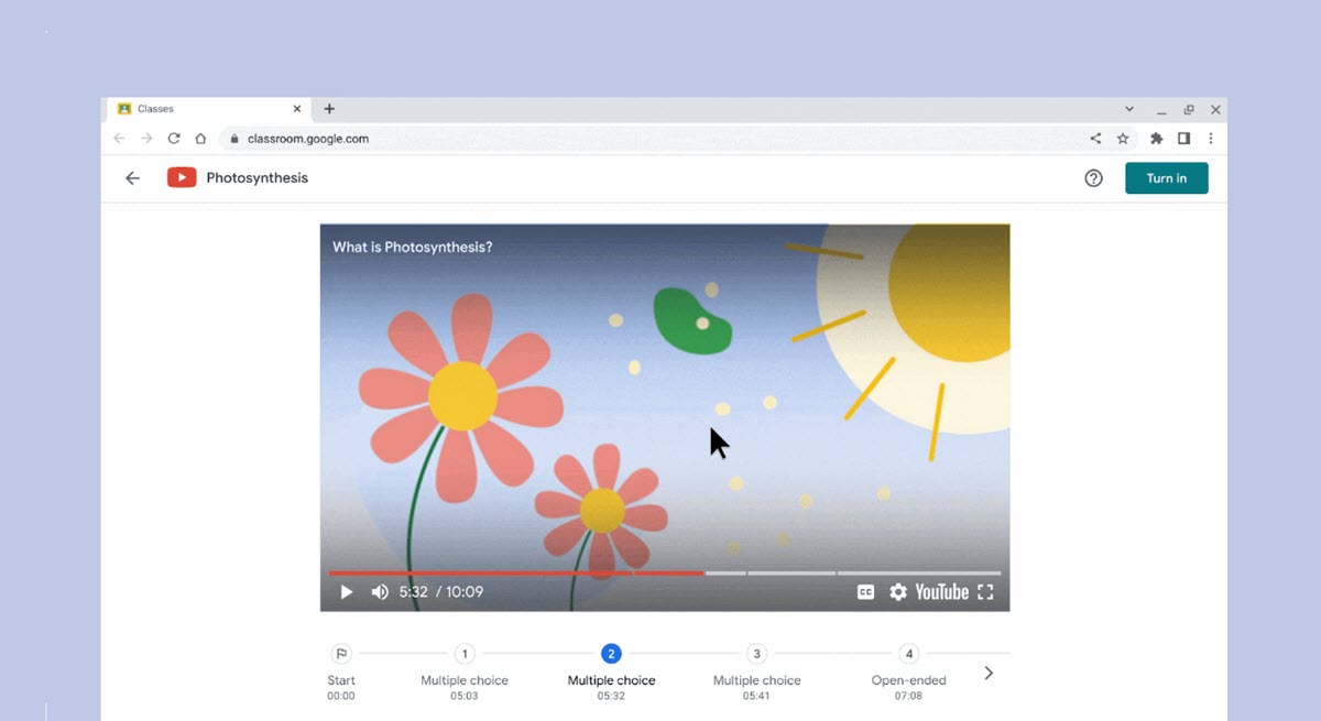 Google Classroom permite agregar preguntas interactivas a cualquier vídeo de YouTube