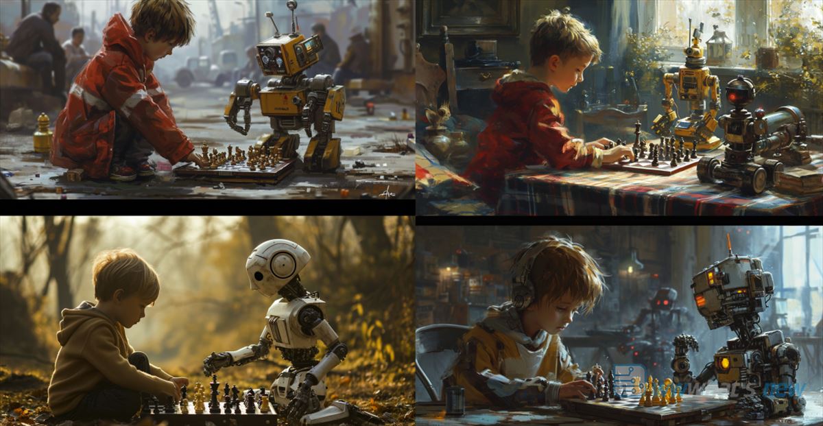 niño jugando ajedrez con robot
