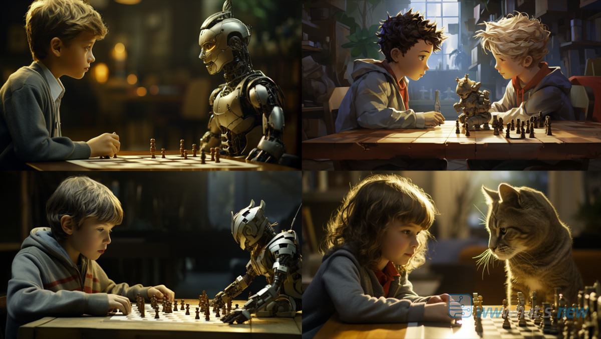 niño jugando ajedrez con robot