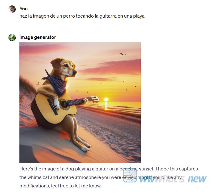 Perro tocando la guitarra usando el nuevo generador IA