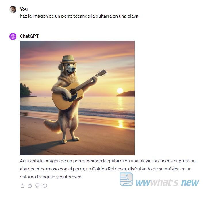Perro tocando la guitarra usando ChatGPT Plus