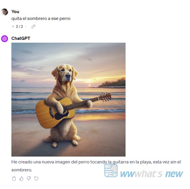 Perro tocando la guitarra usando ChatGPT Plus