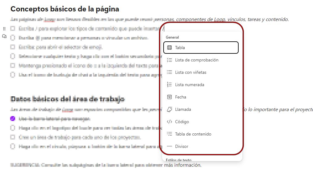 Añadiendo contenido en Loop usando el símbolo /