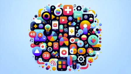 Ilustración minimalista y colorida representando aplicaciones y juegos de Android que pasaron de ser pagos a gratuitos temporalmente