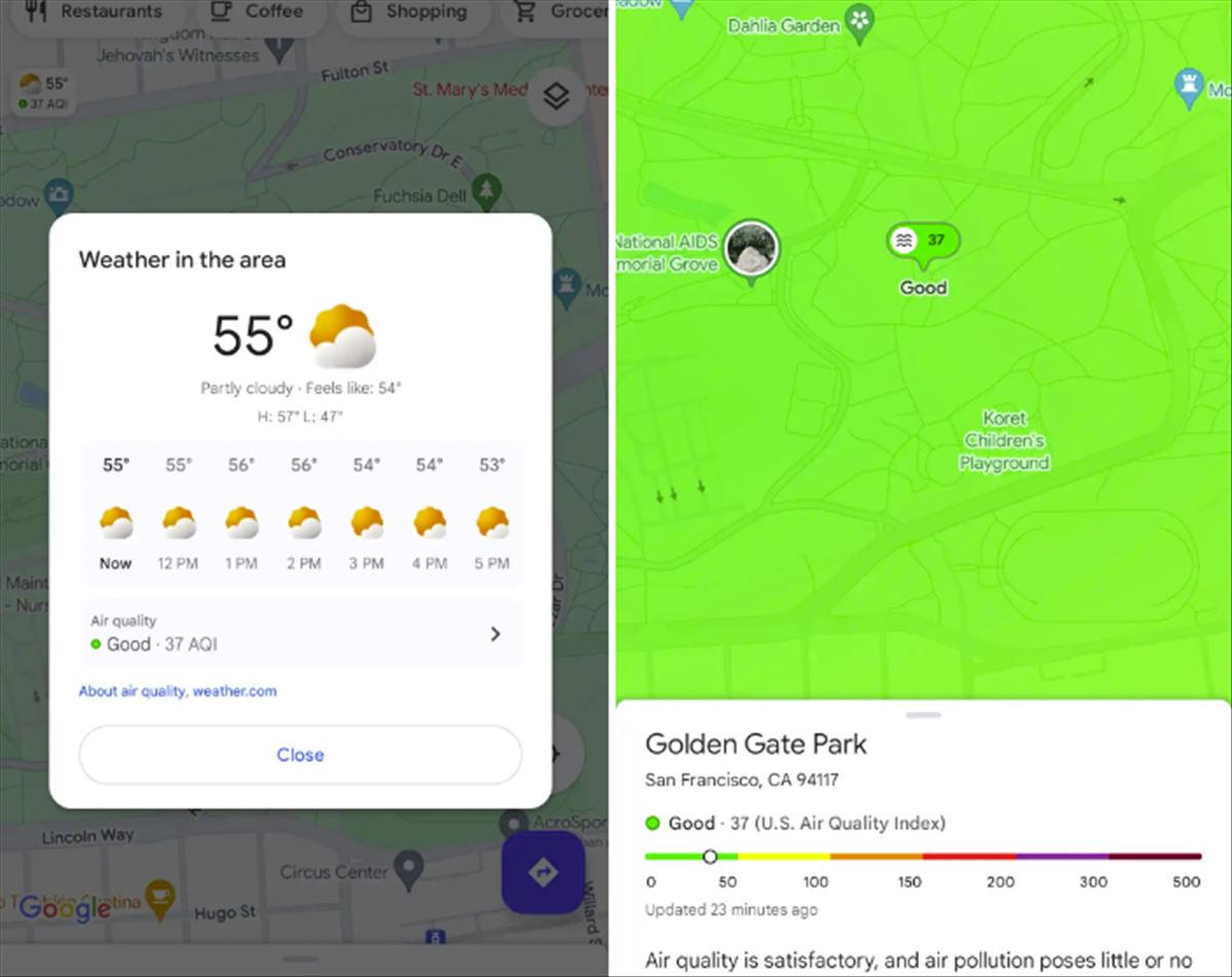 Google Maps ya integra mapas del tiempo