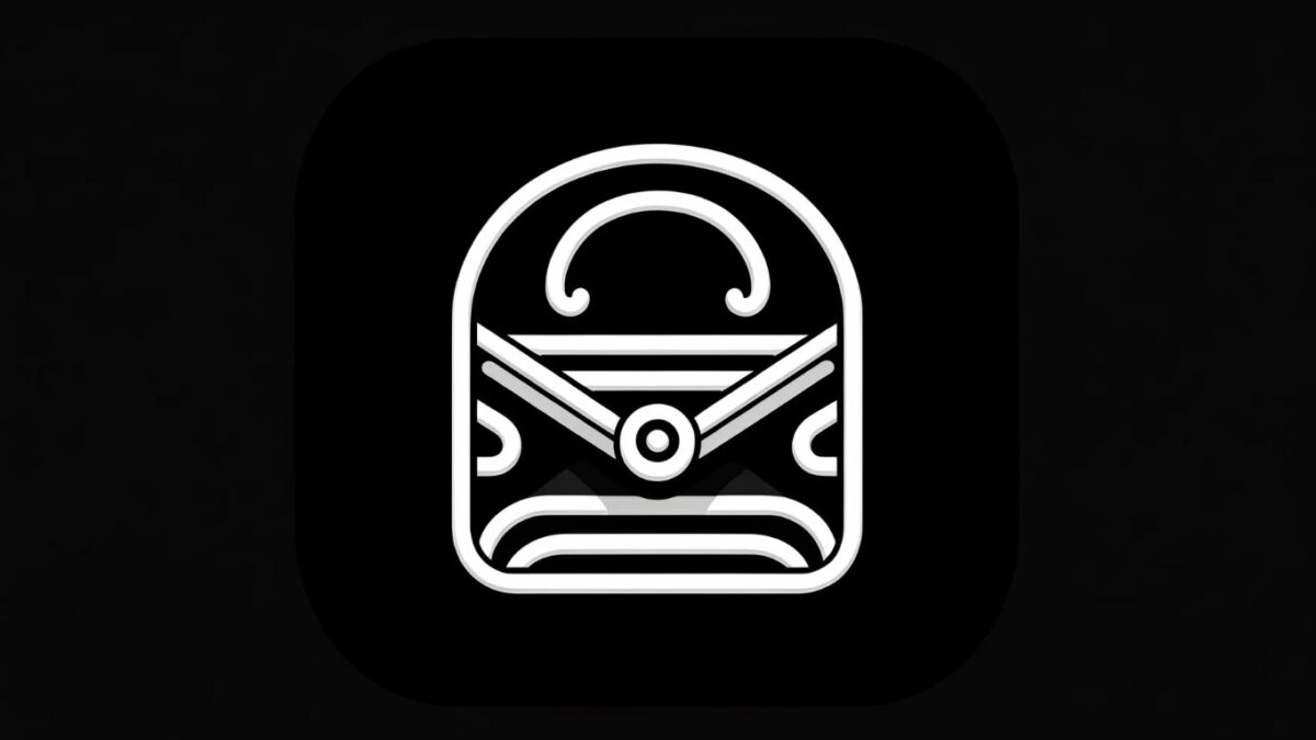 Imagen minimalista en blanco y negro que representa el envío seguro de correos electrónicos, con un símbolo de candado seguro fusionado con un sobre, simbolizando la protección y seguridad en la comunicación por correo electrónico