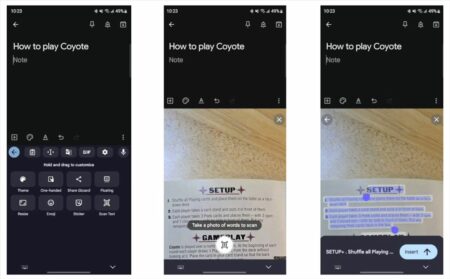 Aspecto de la función de escaneo de texto desde gboard