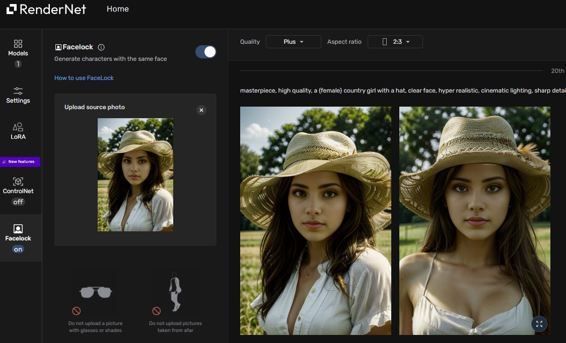 Rendernet ai, la plataforma para crear influencers virtuales manteniendo el rostro en cada imagen