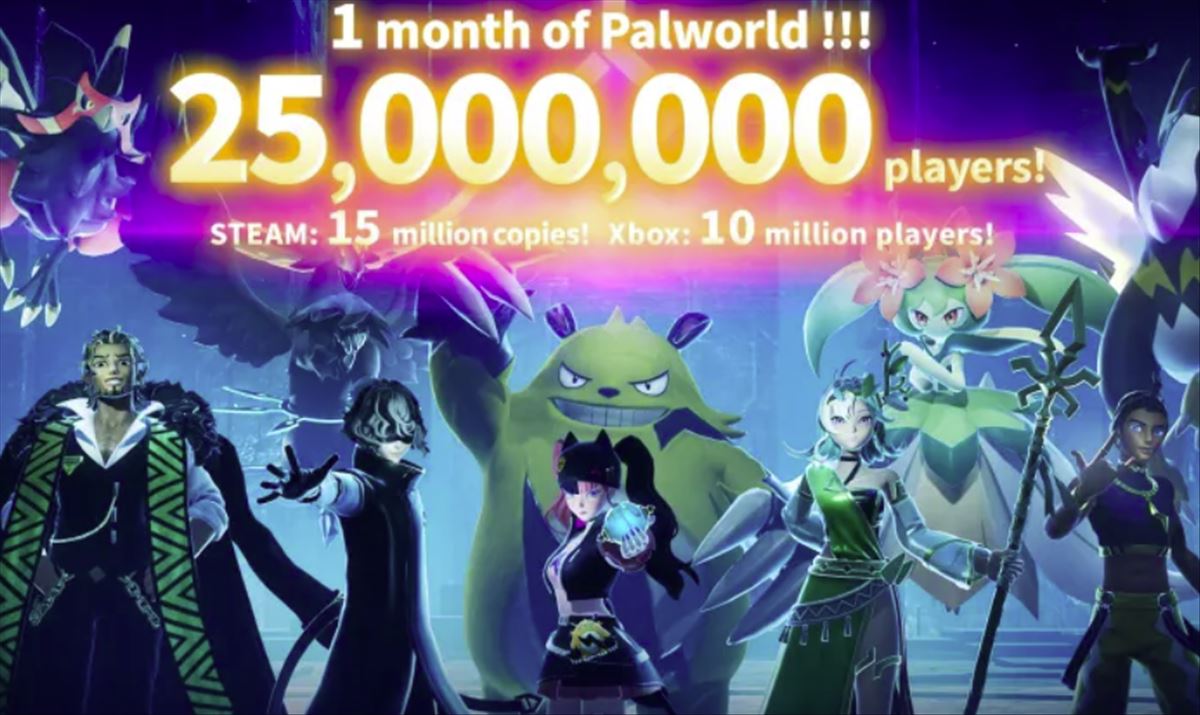 Imagen conmemorando los 25 millones de jugadores de palworld