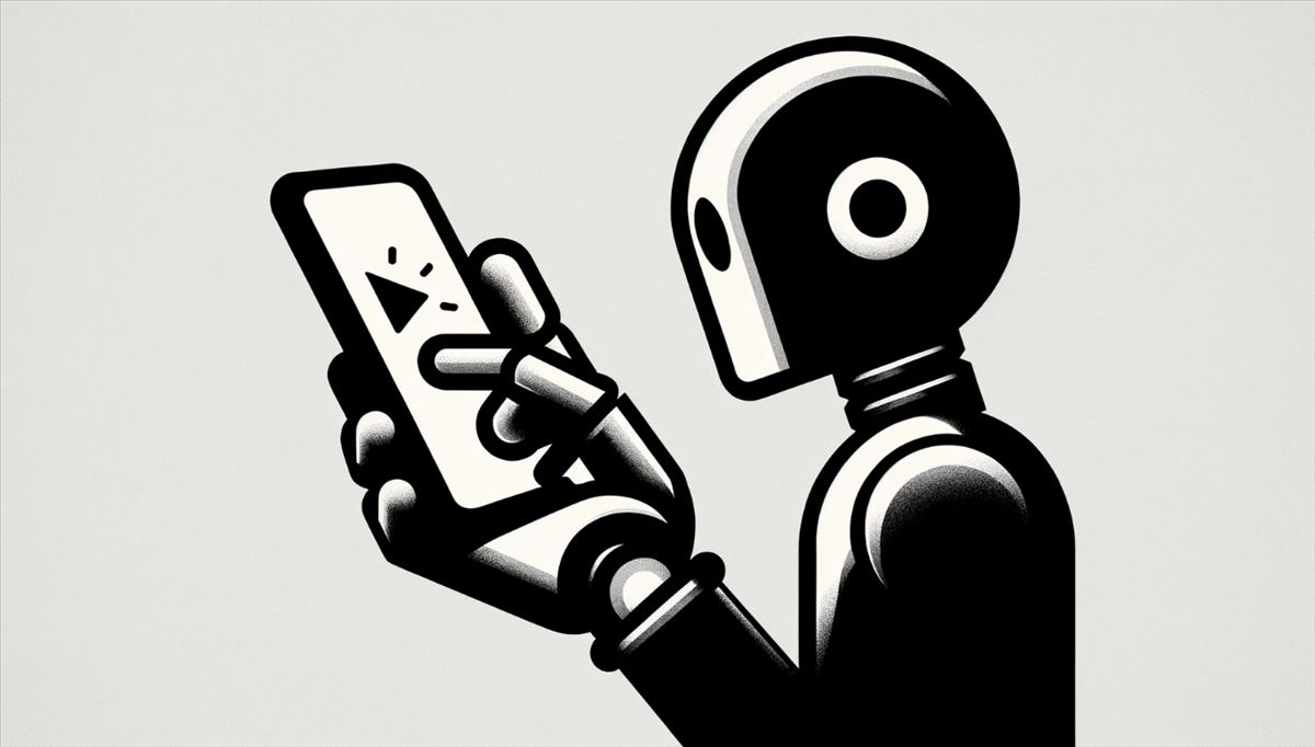 robot leyendo móvil