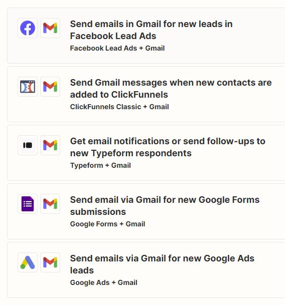 Opciones para registrar leads con Gmail