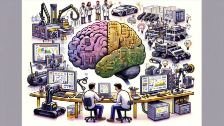 Ingenieros y ChatGPT-4 colaborando en el diseño de chips de IA inspirados en el cerebro, con aplicaciones en vehículos autónomos y robots