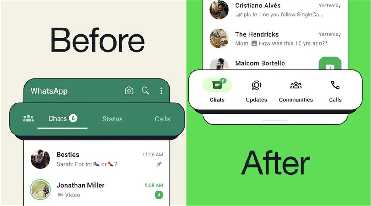 Un cambio de Whatsapp para poder usarlo mejor con una sola mano