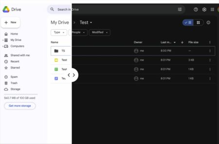 google drive modo noche