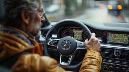hombre con GPS en el coche